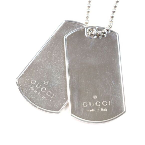 Gucci Logo engraved Double dog tag Silver 925 Necklace - Picture 1 of 6